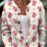 Valentine - Cardigan aux roses aquarellées
