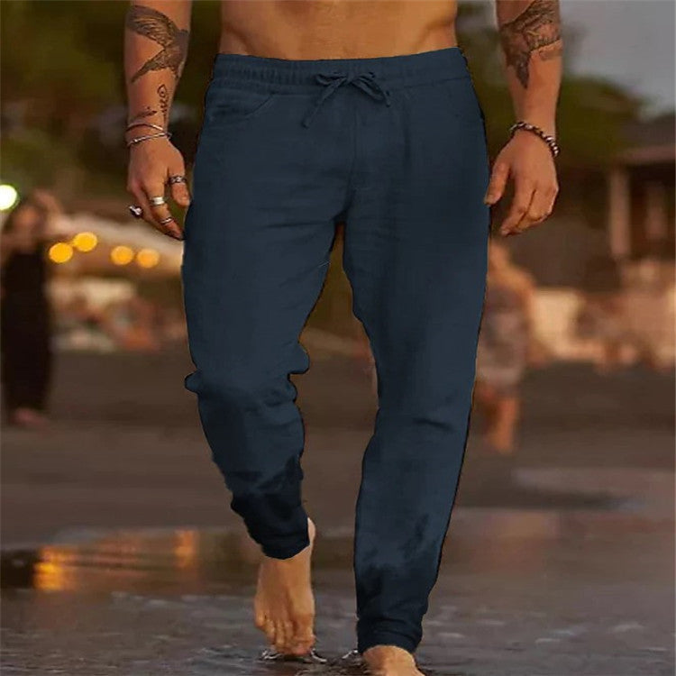 Kenny men's casual cotton beach pants in Navy Blue, view 5
