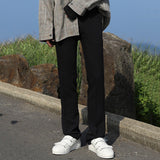 Lyndon men's korean style relaxed pants in Black, front view