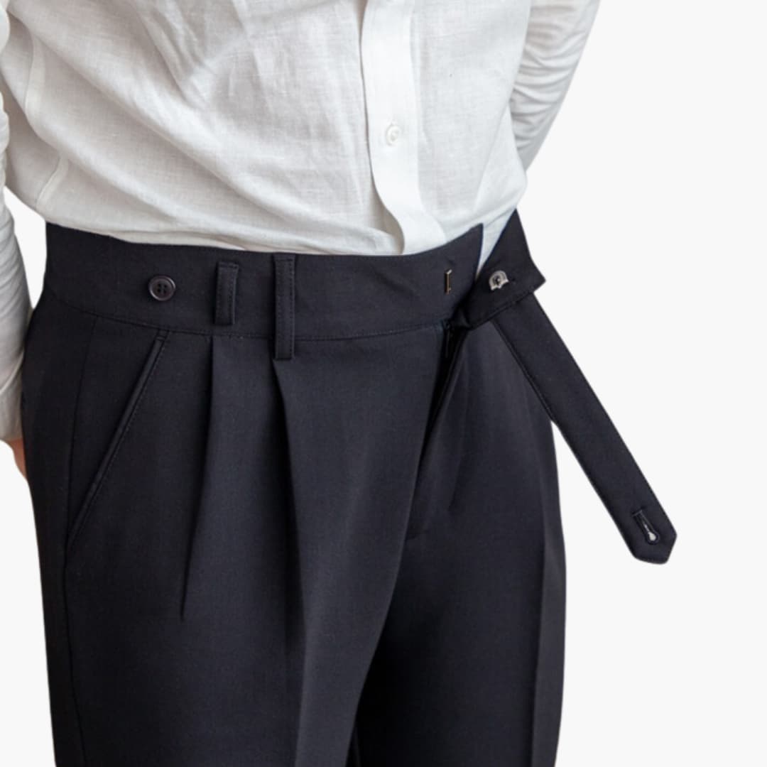 Ronan men's pleated high waist tapered pants, view 5