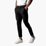 Cormac men's cropped stretch chino pants in Black, front view