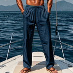 Bastien men's breathable cotton pants in Navy Blue, view 2