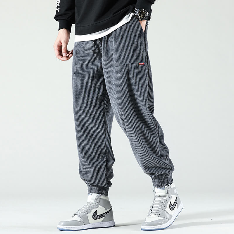 Sutton men's loose cuffed streetwear pants in Grey, view 2