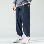 Sutton men's loose cuffed streetwear pants in Blue, front view
