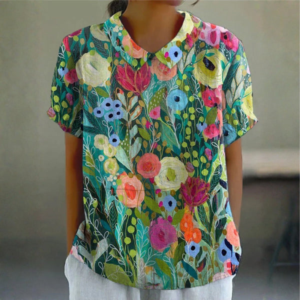 Diana - Watercolor Floral Blouse