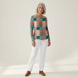 Ruth - Pink and Turquoise Patchwork Sweater