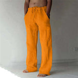Teddy men's linen blend drawstring pants in Orange, view 10