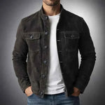 Otis men's genuine suede utility jacket in Black, view 4