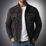 Otis men's genuine suede utility jacket in Black, view 4