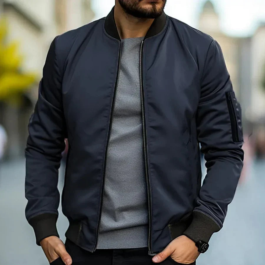 Stefan men's lightweight bomber jacket in Blue, view 4