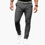 Rupert men's smart stretch dress pants in Dark Grey, front view