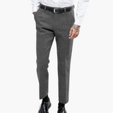 Barnaby men's flecked straight leg pants in Light Grey, view 2