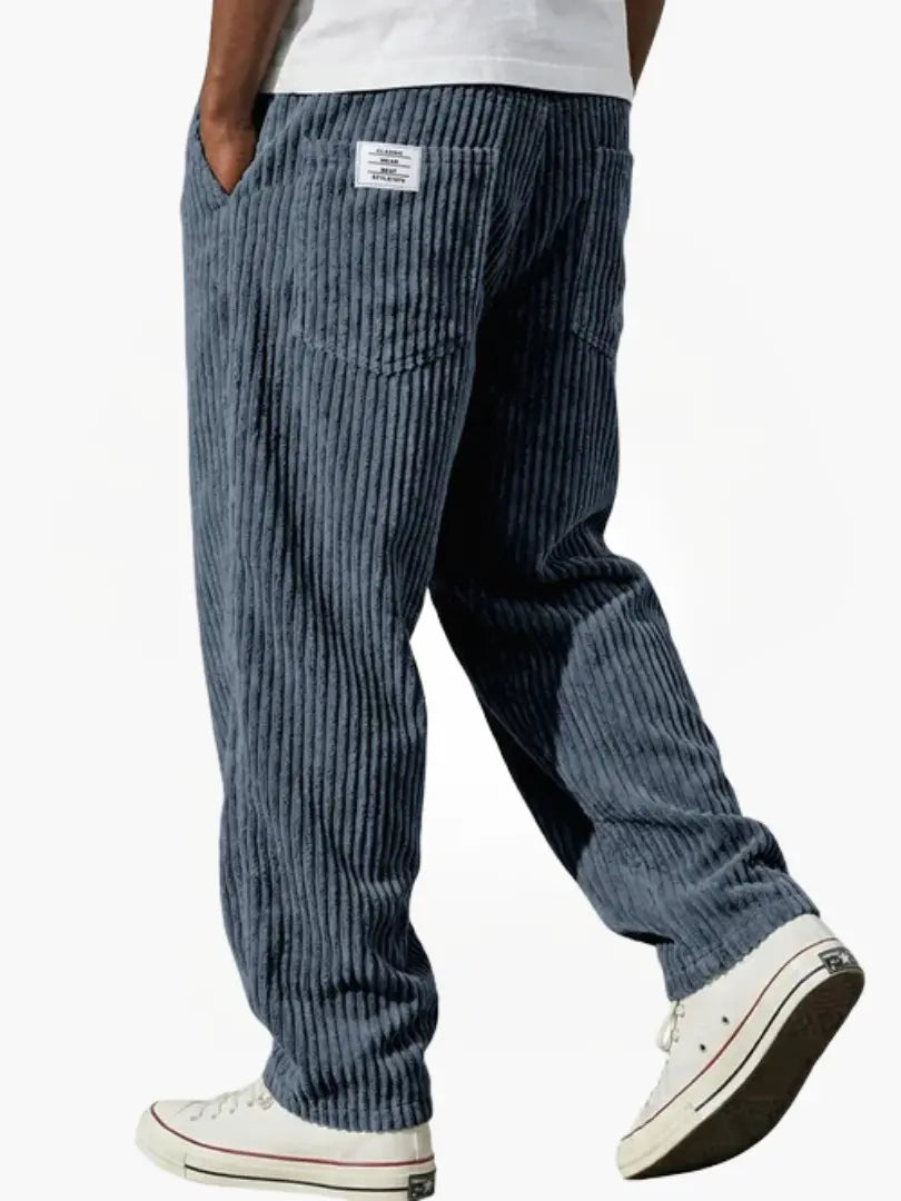 Earl men's wide wale corduroy pants in Blue, view 3