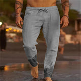 Kenny men's casual cotton beach pants in Grey, view 4