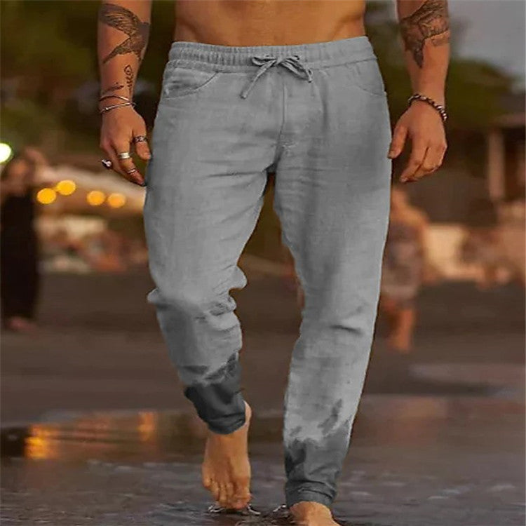 Kenny men's casual cotton beach pants in Grey, view 4