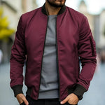 Stefan men's lightweight bomber jacket in Burgundy, view 6