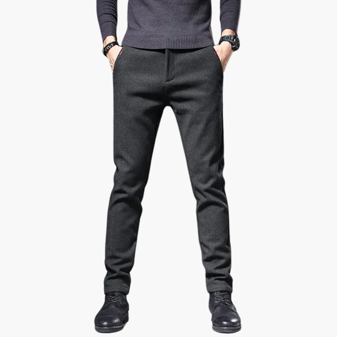 Prescott men's smart slim fit pants in Black, view 3