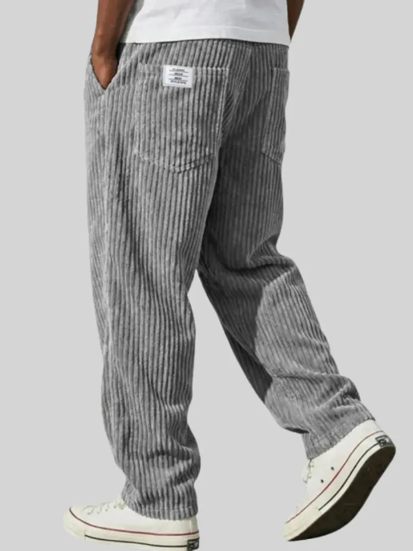 Earl men's wide wale corduroy pants in Grey, view 2