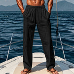 Bastien men's breathable cotton pants in Black, view 3
