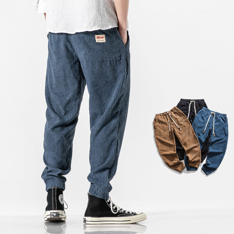 Ford men's corduroy jogger pants in Denim Blue, view 4