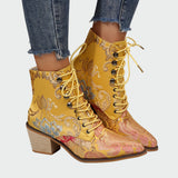 Flora - Embroidered Leather Ankle Boots