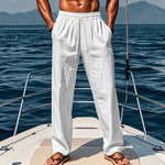 Bastien men's breathable cotton pants in White, front view