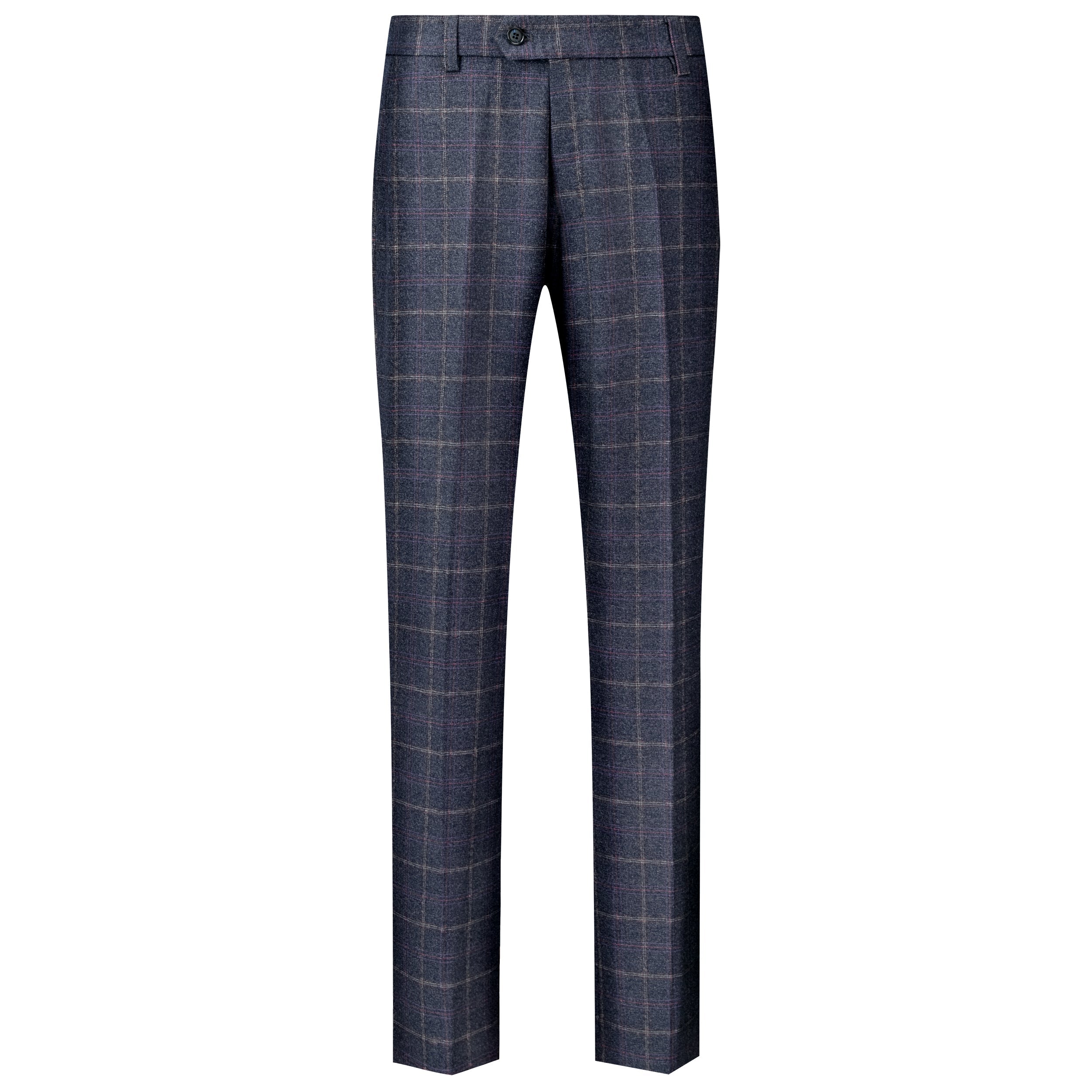 Marty men's windowpane check suit pants in Navy Blue, front view