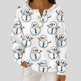 Nicole - White Snowman Print Sweater