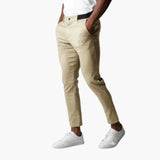 Cormac men's cropped stretch chino pants in Beige, view 9