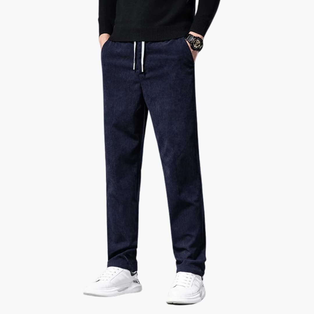 Roland men's corduroy drawstring pants in Blue, view 4