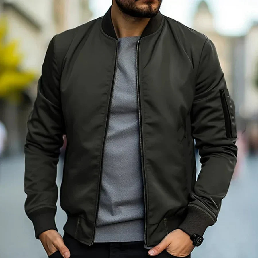 Stefan men's lightweight bomber jacket in Green, view 5