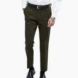 Barnaby men's flecked straight leg pants in Army Green, view 5