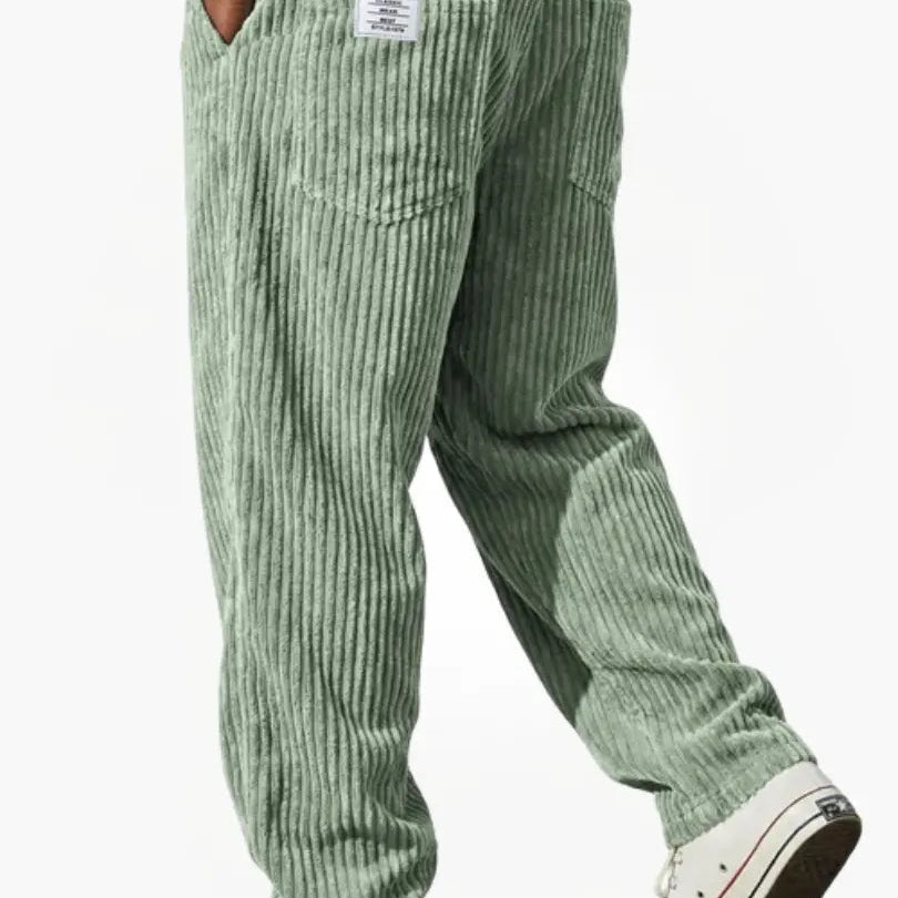 Earl men's wide wale corduroy pants in Light Green, view 5
