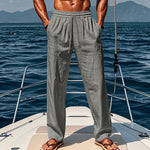Bastien men's breathable cotton pants in Grey, view 5