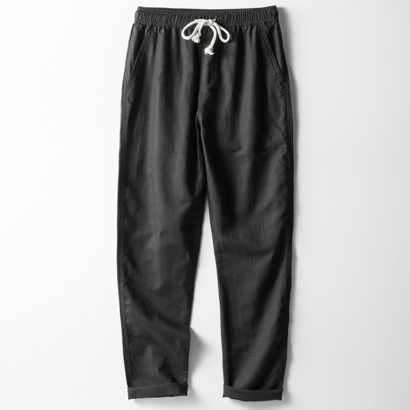Ralph men's washed cotton drawstring pants in Black, view 3