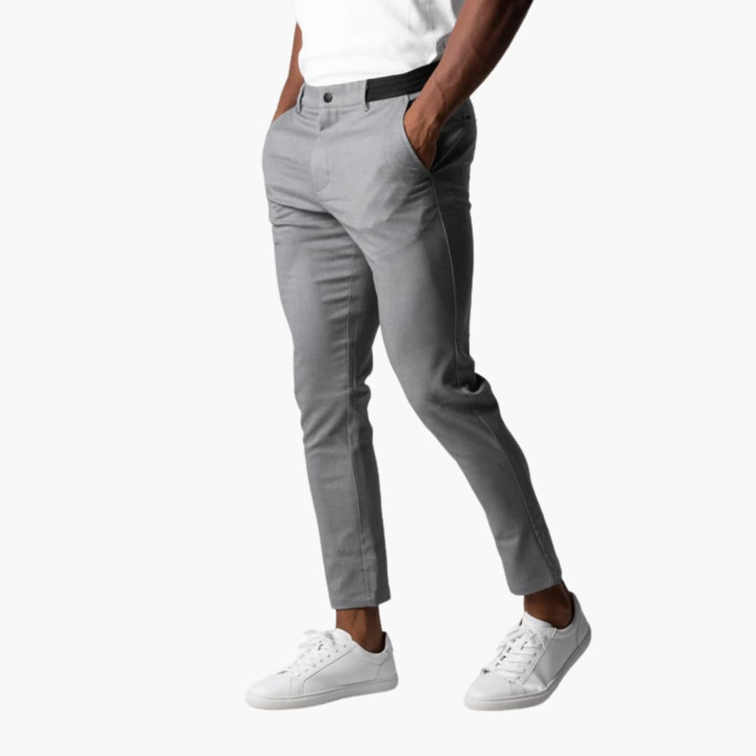 Cormac men's cropped stretch chino pants in Grey, view 10