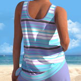 Naomi - Tankini with U-Neckline and Striped Design