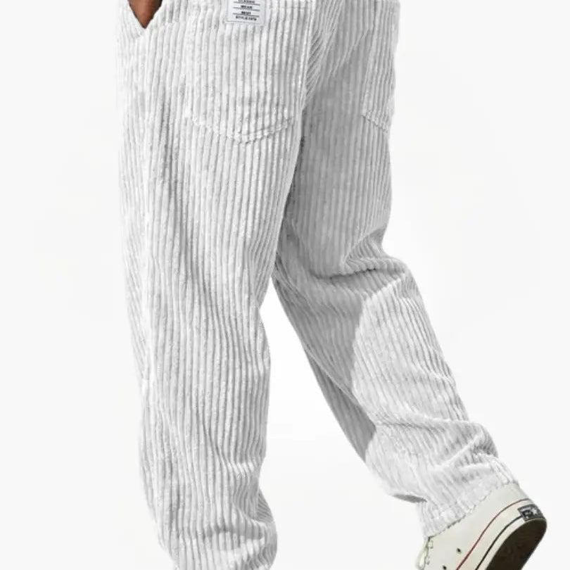 Earl men's wide wale corduroy pants in White, view 6