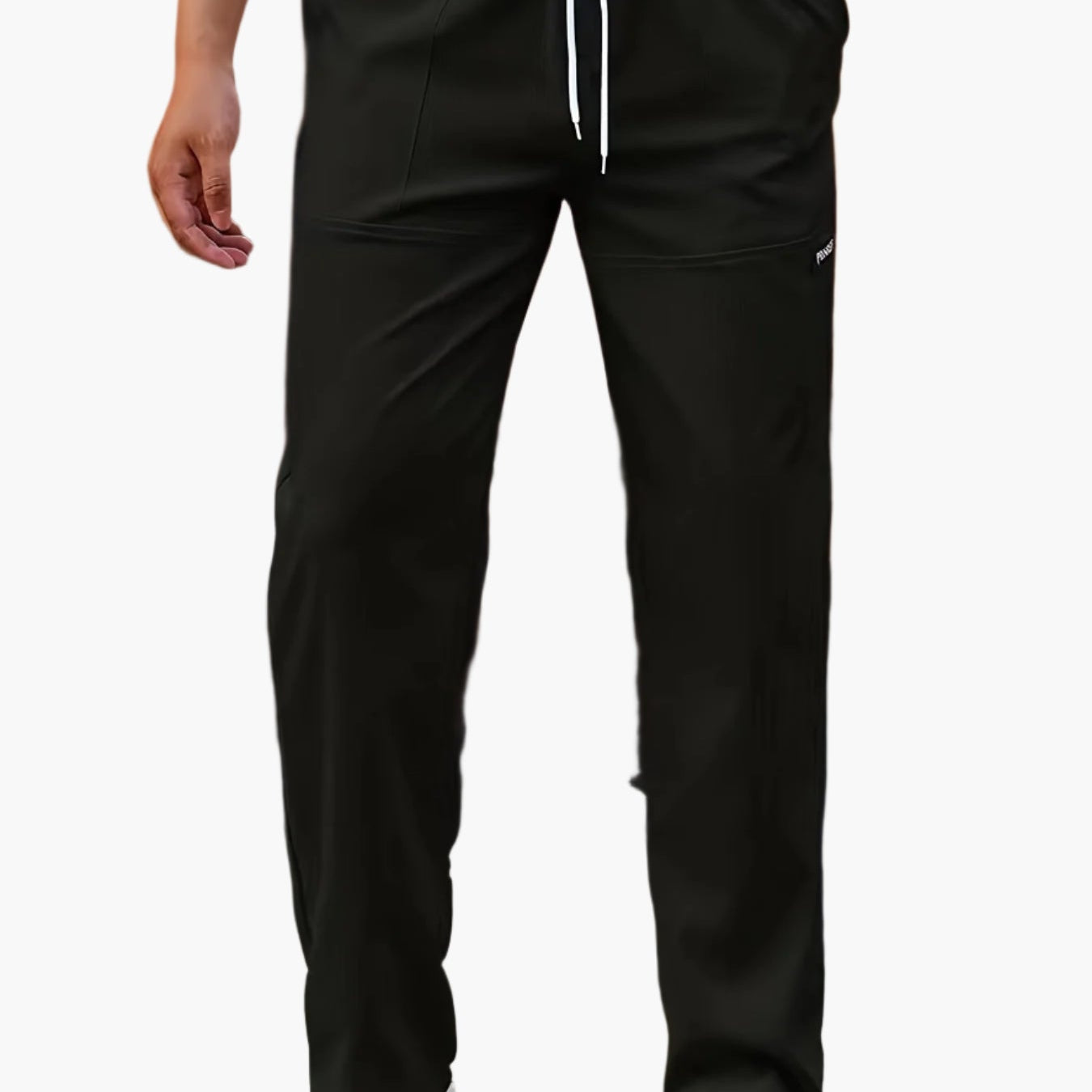 Reggie men's straight leg drawstring joggers in Black, front view