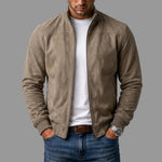 Forrest men's suede bomber jacket in Khaki, view 4