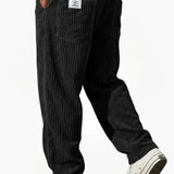Earl men's wide wale corduroy pants in Black, view 7