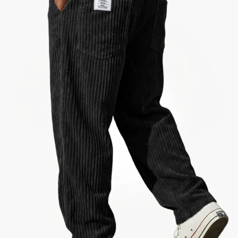 Earl men's wide wale corduroy pants in Black, view 7