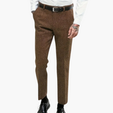 Barnaby men's flecked straight leg pants in Coffee, view 7
