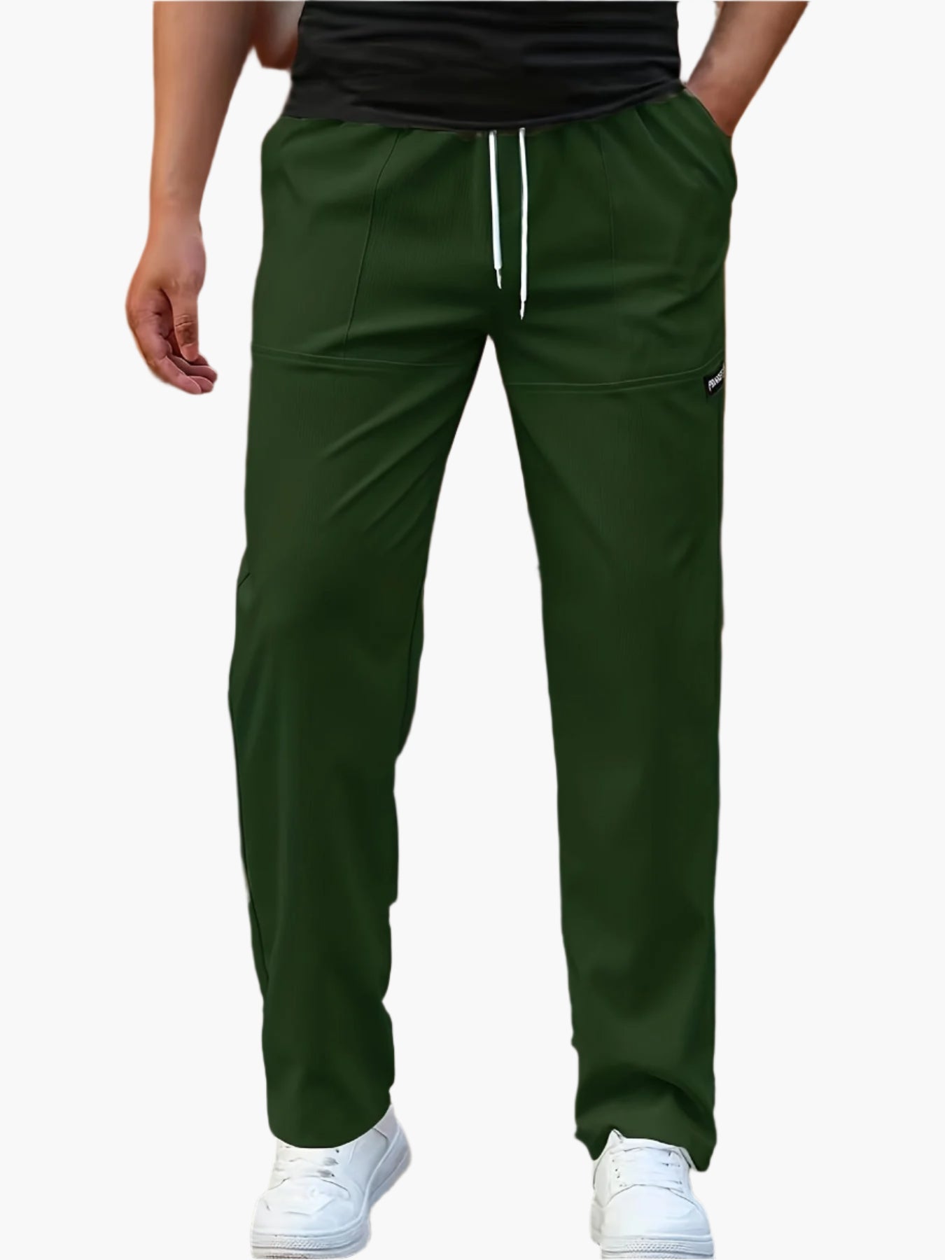 Reggie men's straight leg drawstring joggers in Green, view 2