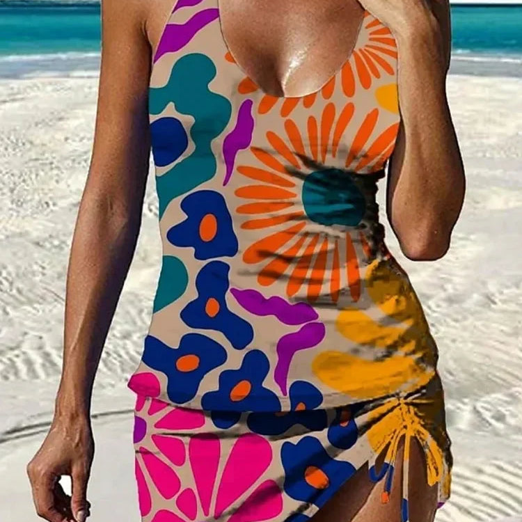 Faith - Floral Graphic Tankini with Shorts, Tummy Control Effect