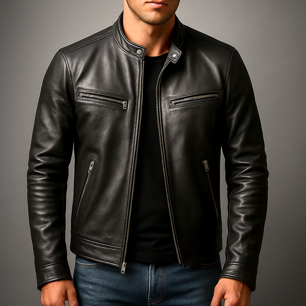 Alec men's vintage leather jacket, view 7