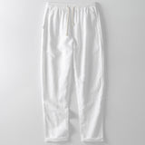 Ralph men's washed cotton drawstring pants in White, front view