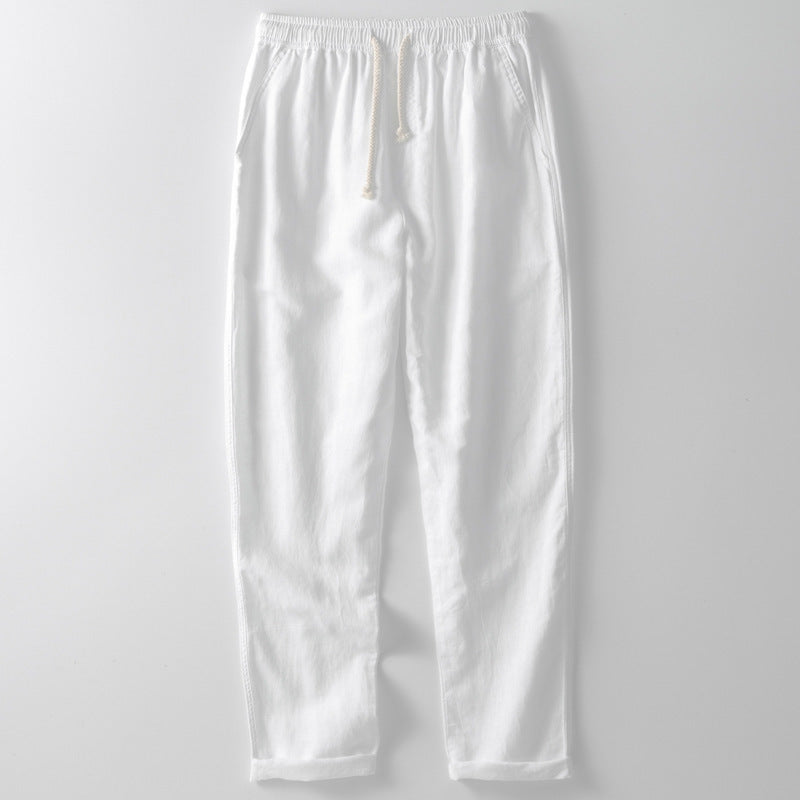 Ralph men's washed cotton drawstring pants in White, front view