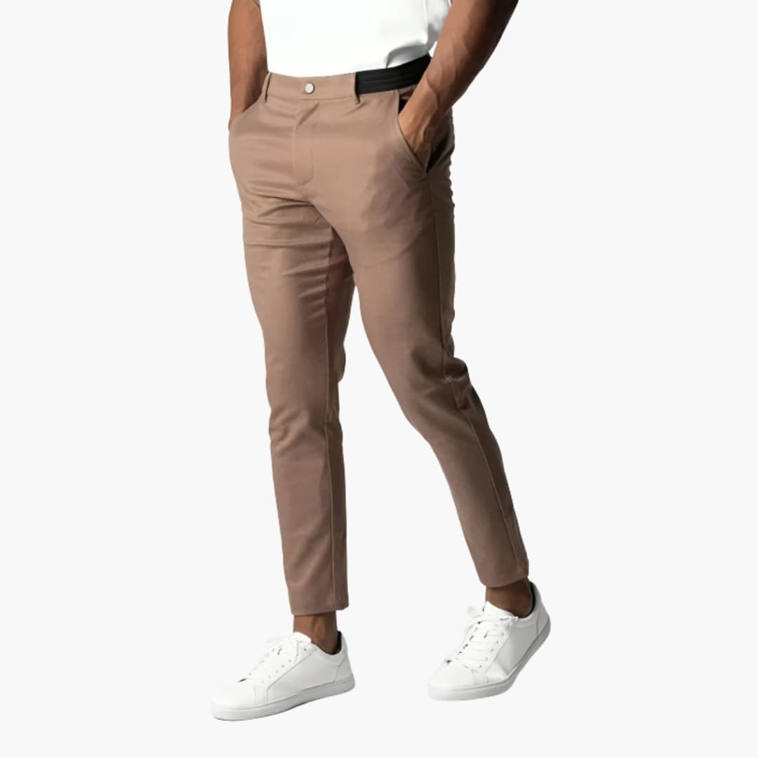 Cormac men's cropped stretch chino pants in Khaki, view 7
