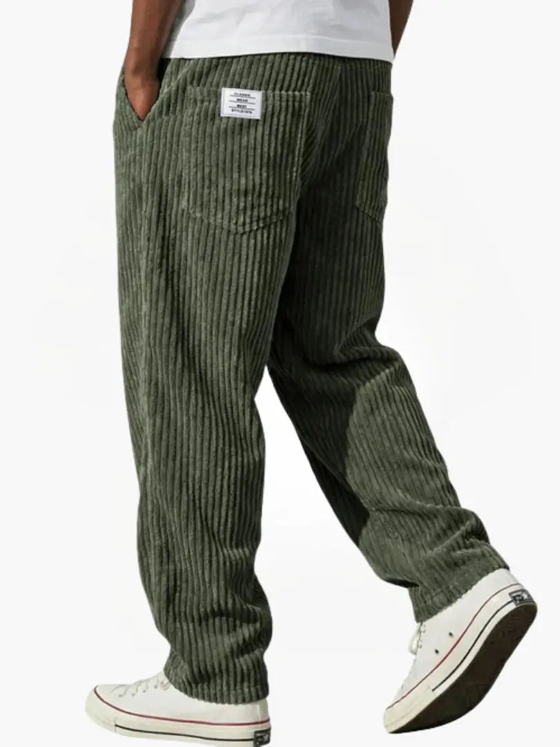 Earl men's wide wale corduroy pants in Green, view 8